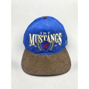 SMU Mustangs '47 Brand Snapback Hat Adjustable Cap Blue & Brown Corduroy